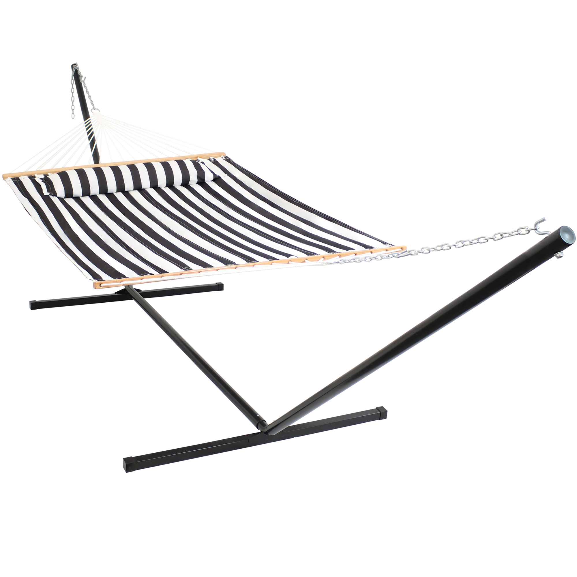 Sunnydaze Decor Quilted Hammock with Spreader Bars and 15ft. Stand, Model# LY-QFH-BLK-COMBO15